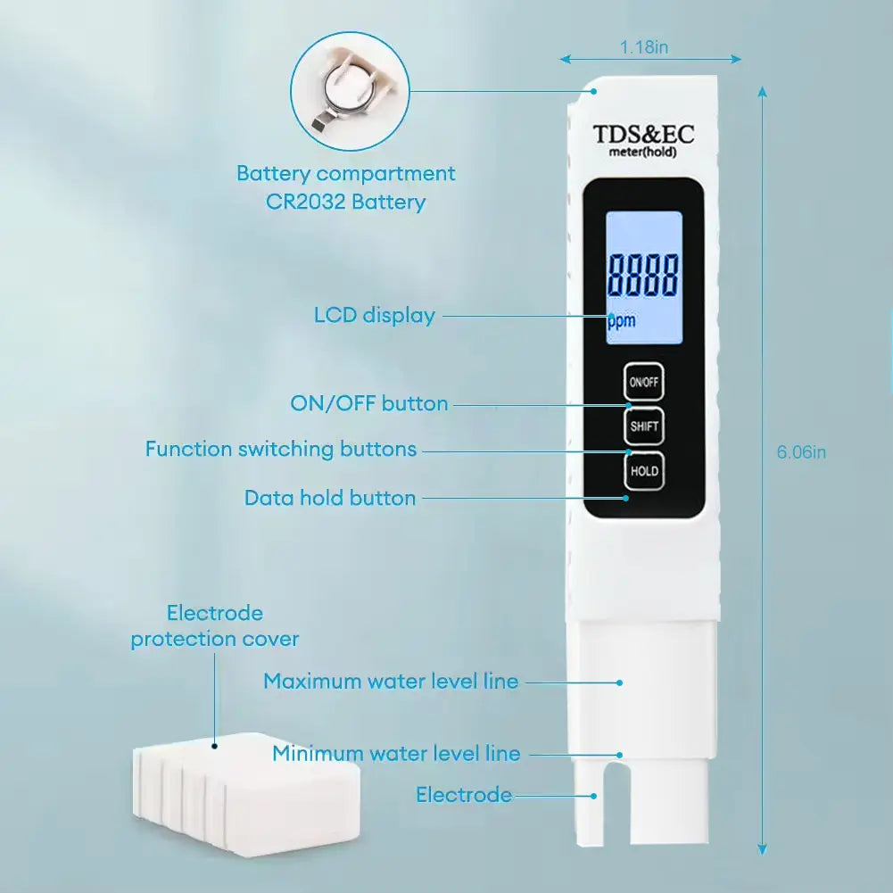 4-In-1 Digital TDS Water Quality Tester - Measures TDS, EC, Temperature (°C/°F) | 0-9990 Ppm Range | Home & Garden Tool for Modern Inflatable Pools【Summervibes】